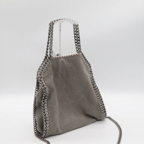 STELLA MCCARTNEY 史黛拉麥卡尼 Falabella Shaggy Deer 灰色 銀鑽 切鍊條迷你 托特包