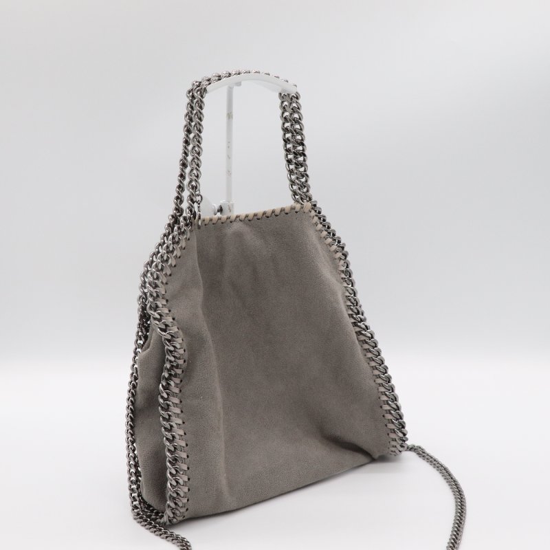 STELLA MCCARTNEY 史黛拉麥卡尼 Falabella Shaggy Deer 灰色 銀鑽 切鍊條迷你 托特包-0