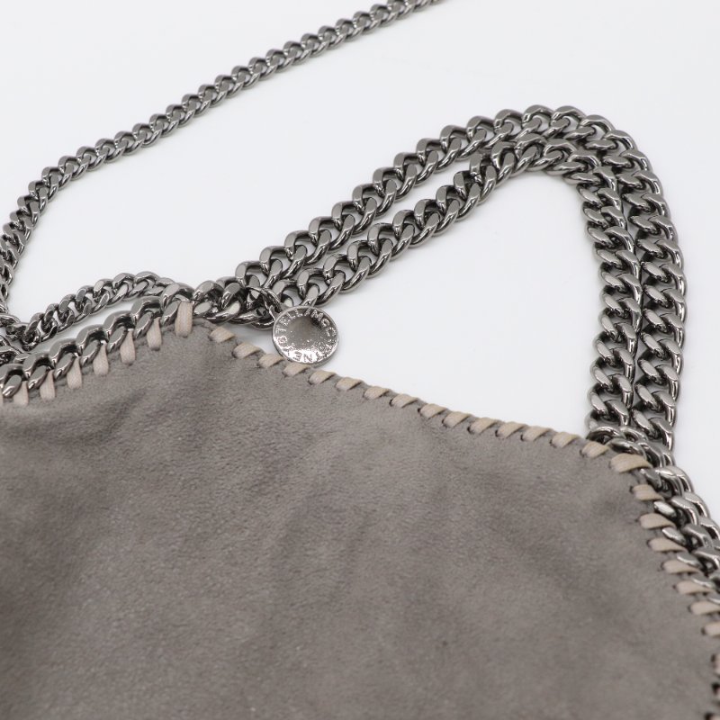 STELLA MCCARTNEY 史黛拉麥卡尼 Falabella Shaggy Deer 灰色 銀鑽 切鍊條迷你 托特包-5