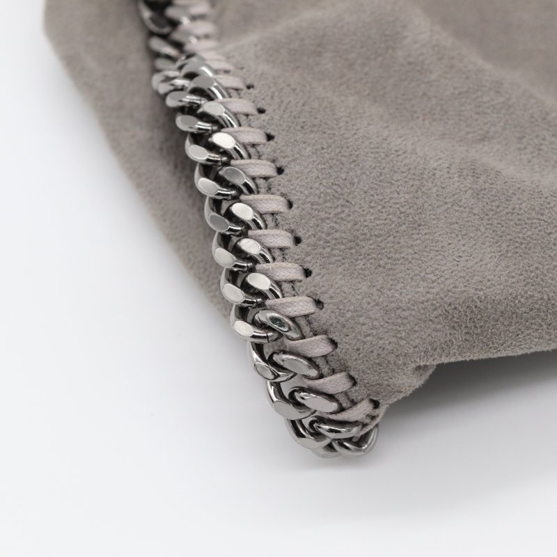 STELLA MCCARTNEY 史黛拉麥卡尼 Falabella Shaggy Deer 灰色 銀鑽 切鍊條迷你 托特包-6