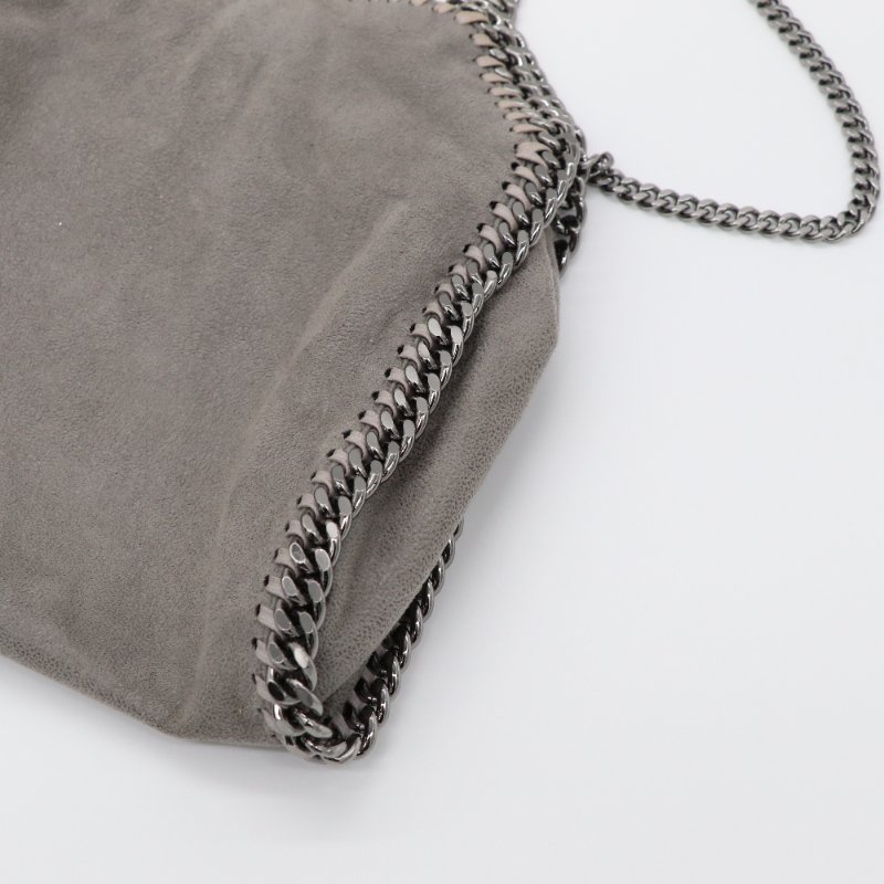 STELLA MCCARTNEY 史黛拉麥卡尼 Falabella Shaggy Deer 灰色 銀鑽 切鍊條迷你 托特包-7