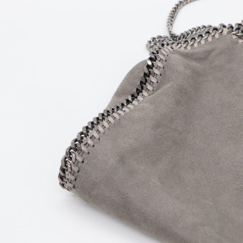 STELLA MCCARTNEY 史黛拉麥卡尼 Falabella Shaggy Deer 灰色 銀鑽 切鍊條迷你 托特包-8