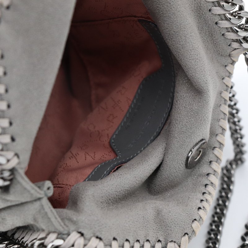 STELLA MCCARTNEY 史黛拉麥卡尼 Falabella Shaggy Deer 灰色 銀鑽 切鍊條迷你 托特包-9