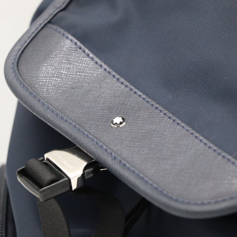 MONT BLANC 萬寶龍 Sartorial Jet  海軍藍色 尼龍 皮革 後背包-6
