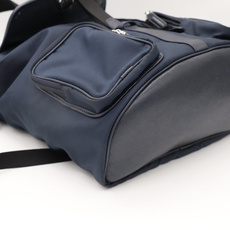 MONT BLANC 萬寶龍 Sartorial Jet  海軍藍色 尼龍 皮革 後背包-7