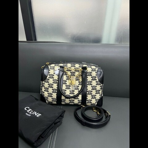 Celine Boston bag 
黑白老花刺繡波士頓手提包