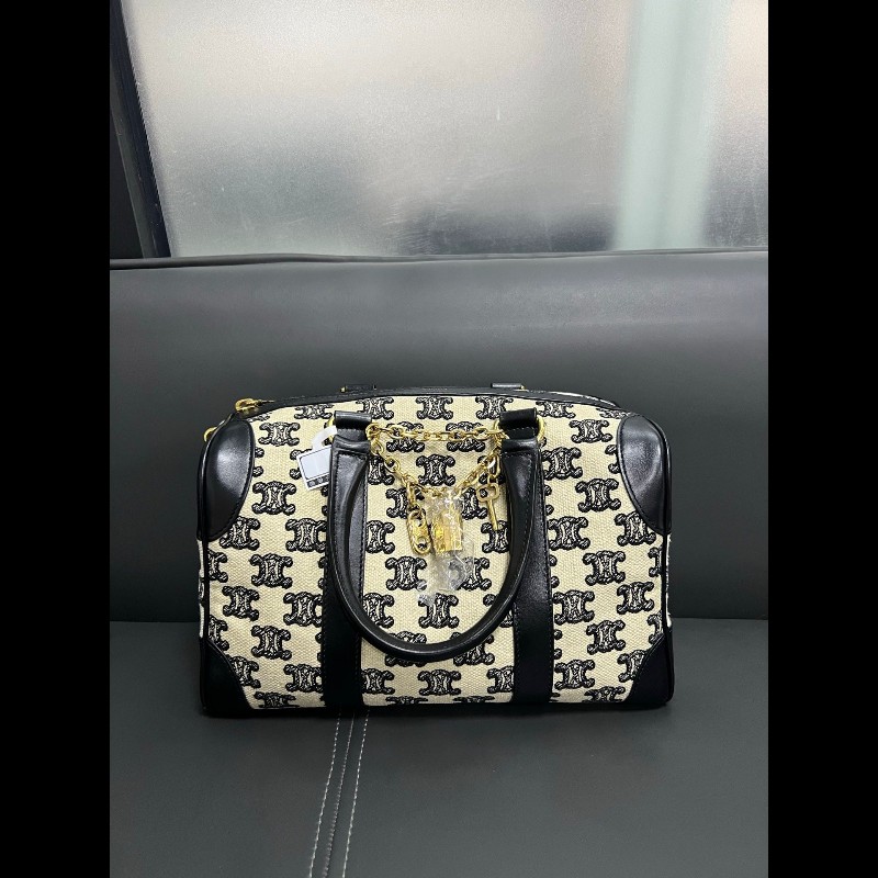 Celine Boston bag 
黑白老花刺繡波士頓手提包-1