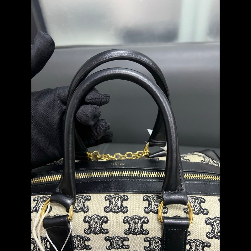 Celine Boston bag 
黑白老花刺繡波士頓手提包-5