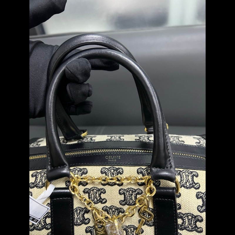 Celine Boston bag 
黑白老花刺繡波士頓手提包-6
