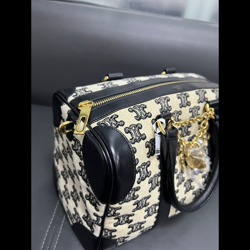 Celine Boston bag 
黑白老花刺繡波士頓手提包-16