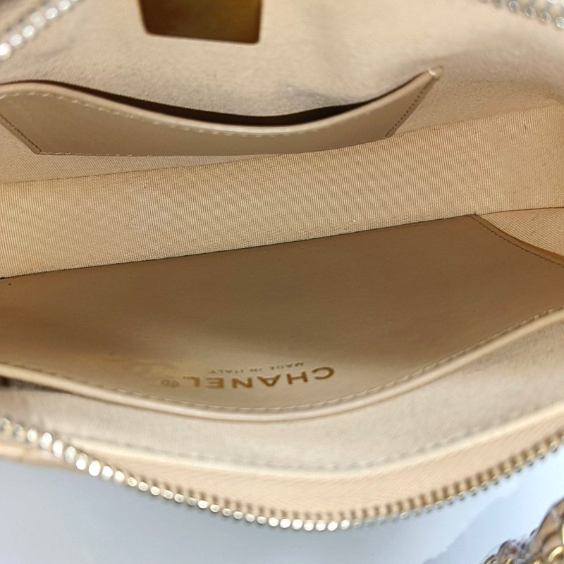 CHANEL 19大號米色牛皮菱格紋單肩包 金色五金 9.8新-6