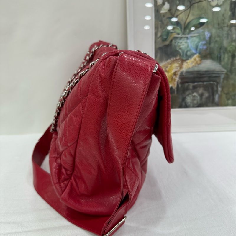 Chanel 香奈兒 荔枝皮2way寬肩帶機場井柏然同款XXL 原廠成色 13 開 無卡-3