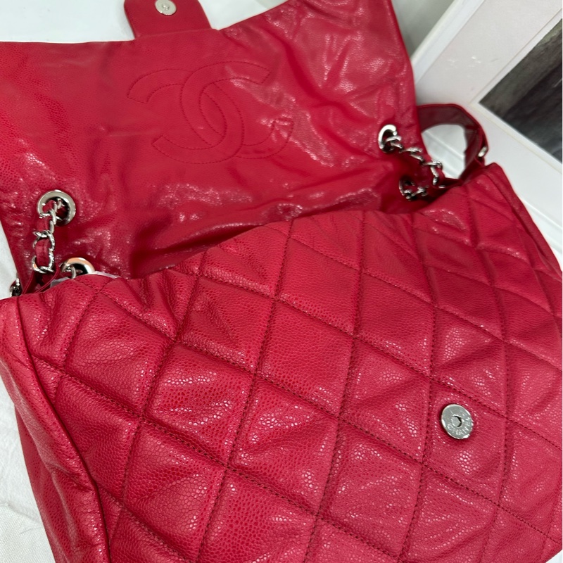 Chanel 香奈兒 荔枝皮2way寬肩帶機場井柏然同款XXL 原廠成色 13 開 無卡-6