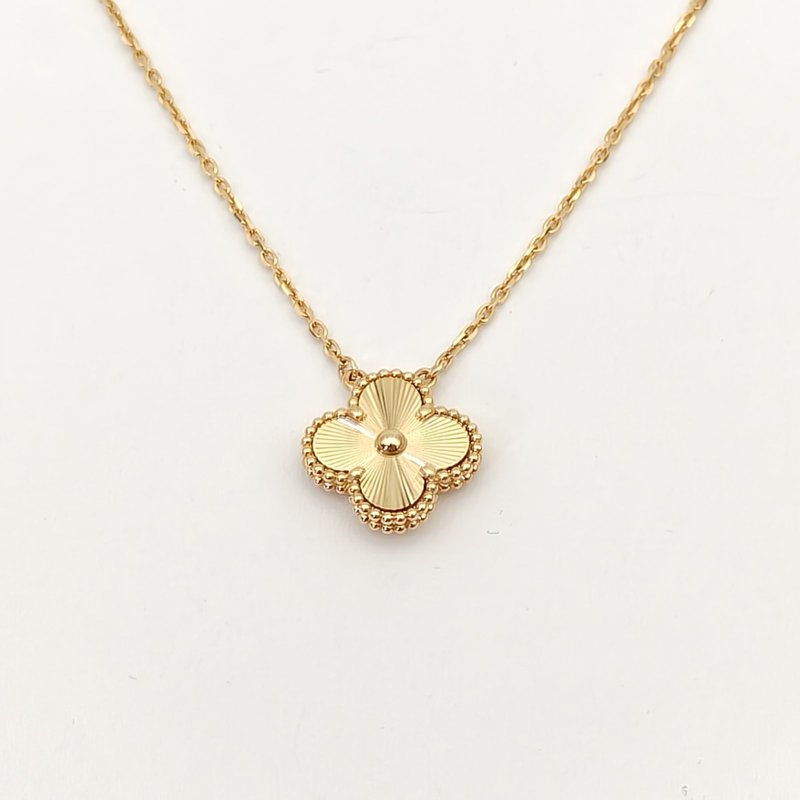 Van Cleef & Arpels VintageAlhambra中號單花項鏈鐳射18K黃金項鏈黃金項鍊-1