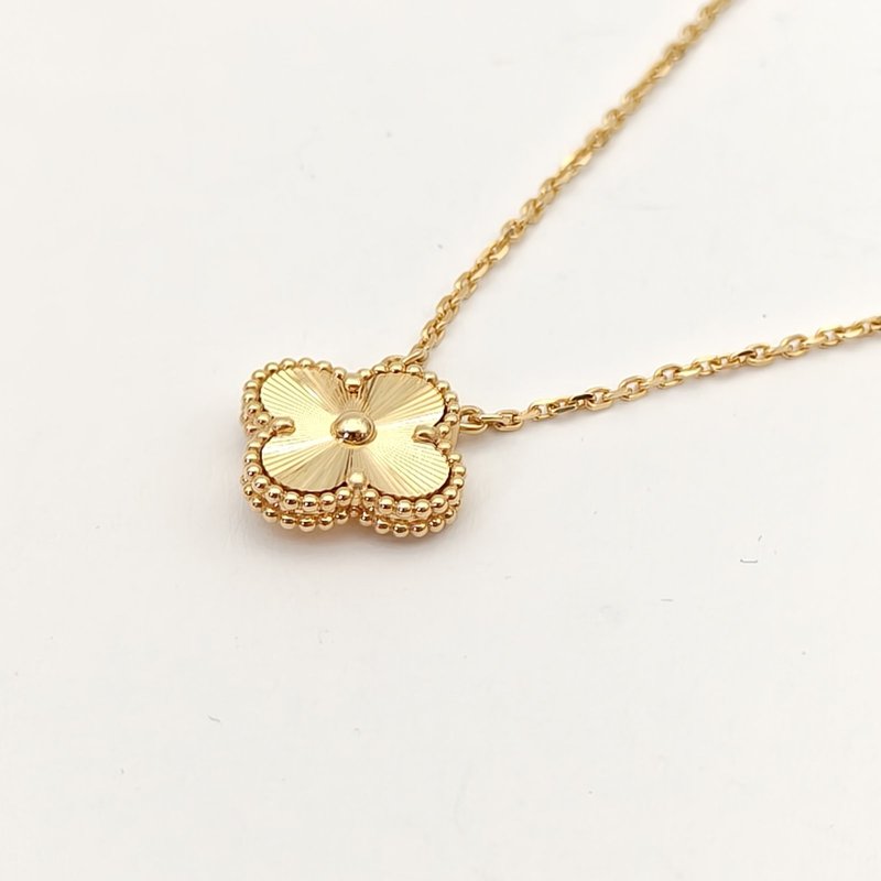 Van Cleef & Arpels VintageAlhambra中號單花項鏈鐳射18K黃金項鏈黃金項鍊-2
