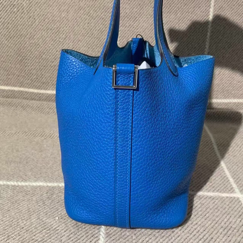 H Hermes愛馬仕水桶包18 b3坦桑尼亞籃 tc皮y刻銀扣，超級顯白百搭-0