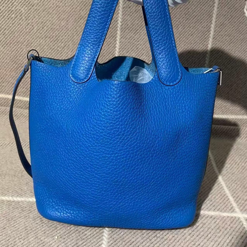 H Hermes愛馬仕水桶包18 b3坦桑尼亞籃 tc皮y刻銀扣，超級顯白百搭-1