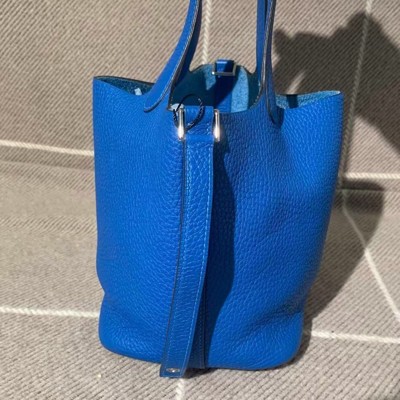 H Hermes愛馬仕水桶包18 b3坦桑尼亞籃 tc皮y刻銀扣，超級顯白百搭-2