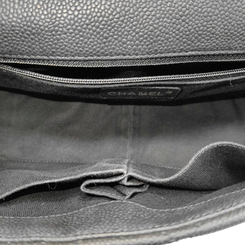 CHANEL CLASSIC FLAP黑色荔枝紋牛皮菱格紋絎縫單肩包斜挎包手提包金色五金17開可拆卸肩帶-6