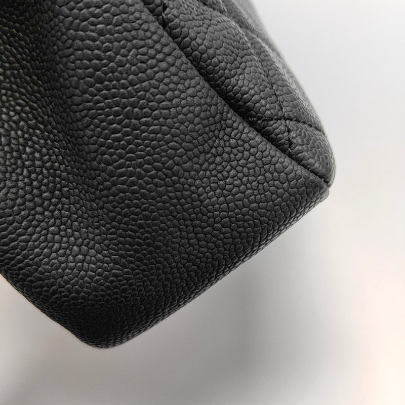 CHANEL CLASSIC FLAP黑色荔枝紋牛皮菱格紋絎縫單肩包斜挎包手提包金色五金17開可拆卸肩帶-11