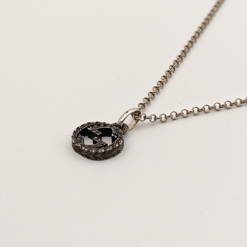 GUCCI AG925銀GG浮雕logo項鏈項鍊-2