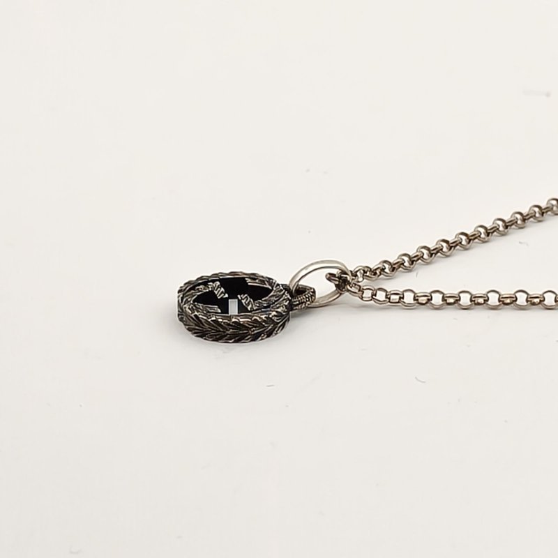 GUCCI AG925銀GG浮雕logo項鏈項鍊-3