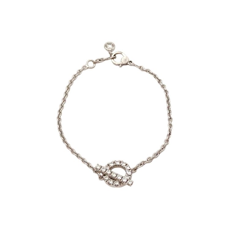HERMES Finesse小Q手鏈滿鑽18k18K白金/鑽石XS白金手鍊／手環-0
