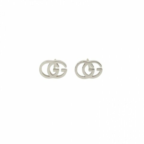 GUCCI 18K白金白金GG耳釘18K耳環