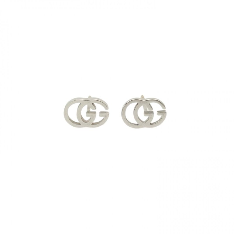 GUCCI 18K白金白金GG耳釘18K耳環-0