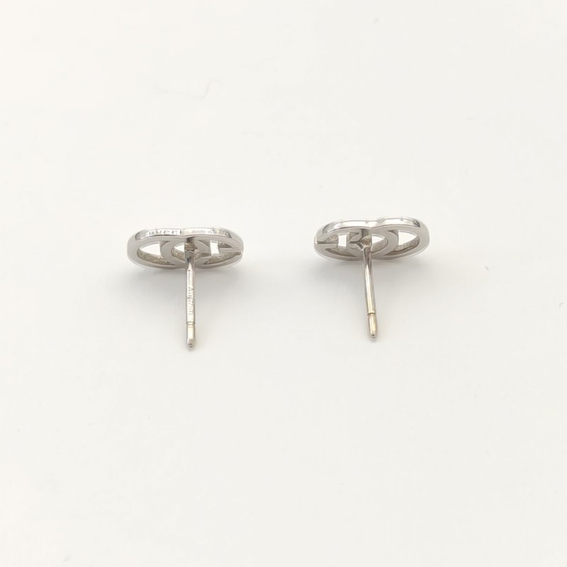 GUCCI 18K白金白金GG耳釘18K耳環-4