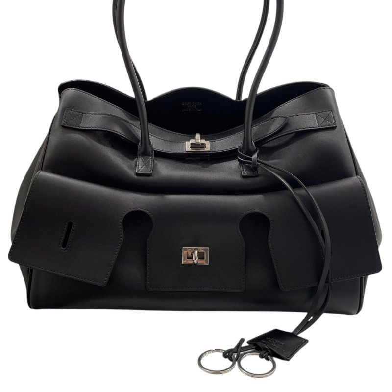 BALENCIAGA 巴黎世家 BEL AIR 手提包 皮革 黑色 銀扣-1