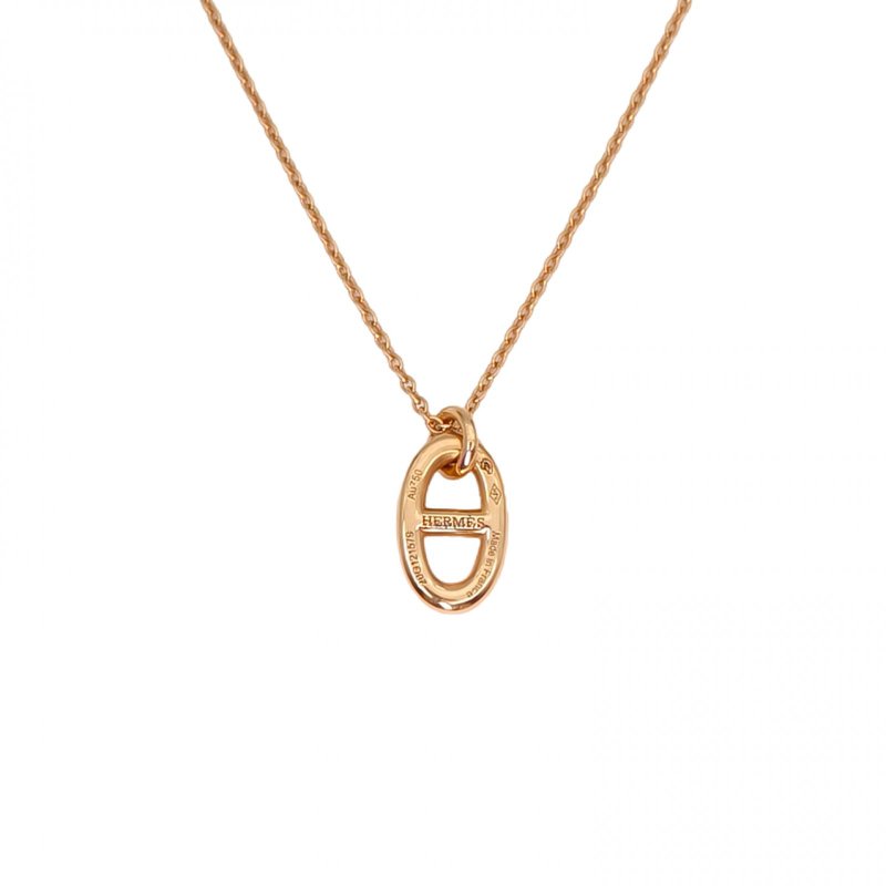 HERMES OMaillon豬鼻子18K玫瑰金項鏈18K玫瑰金項鏈玫瑰金項鍊-0