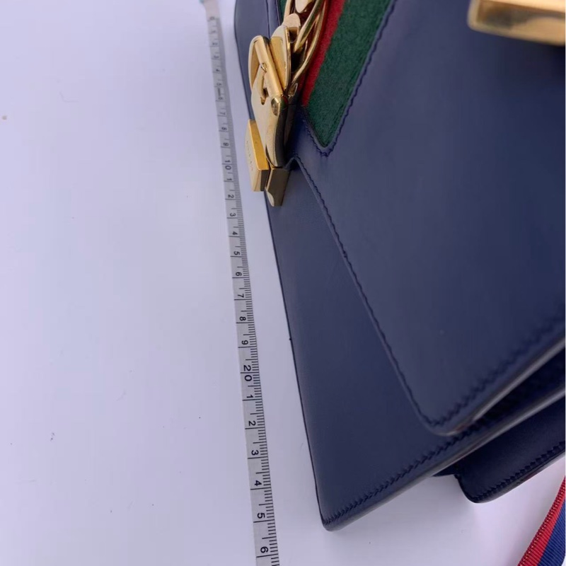二手Gucci古馳 sylvie中號藍色絲帶塞爾維亞-14