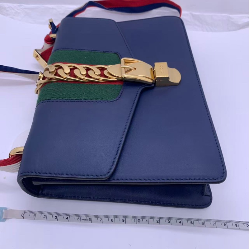 二手Gucci古馳 sylvie中號藍色絲帶塞爾維亞-16