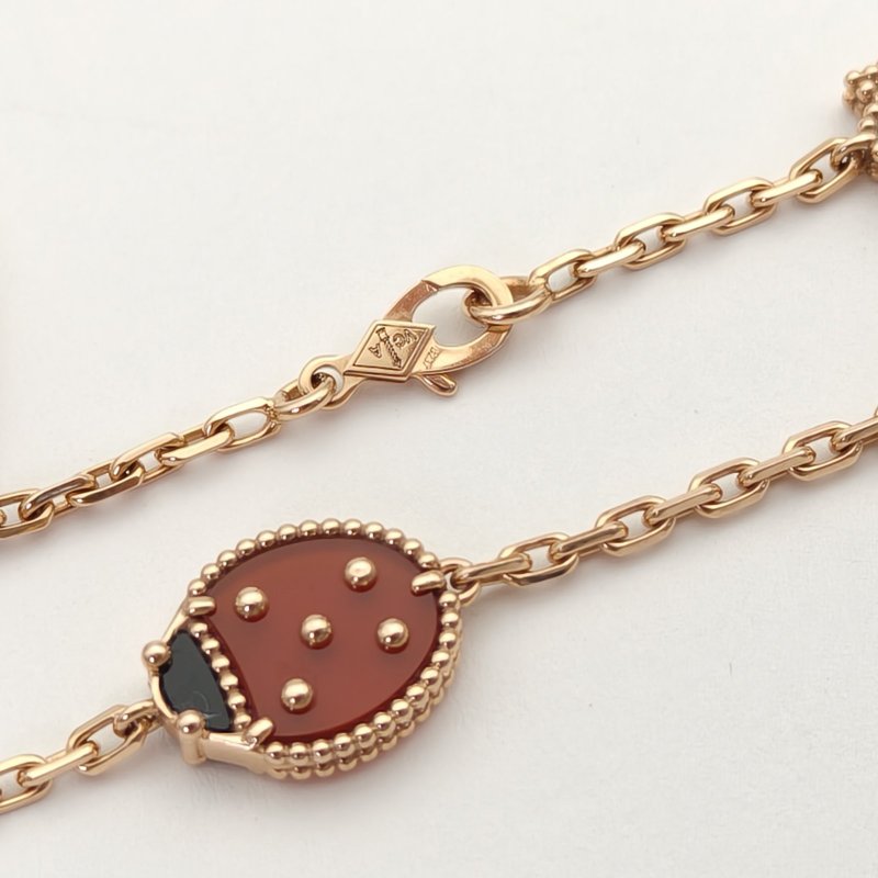 Van Cleef & Arpels LuckySpring手鏈5圖案18K玫瑰金/白貝母/紅玉髓/縞瑪瑙S-M碼玫瑰金手鍊／手環-2