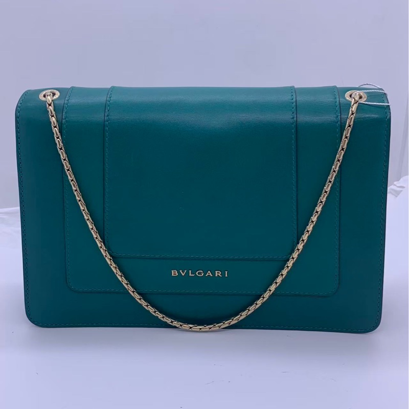 二手Bvlgari寶格麗 祖母綠全皮中號蛇頭鏈條包-1