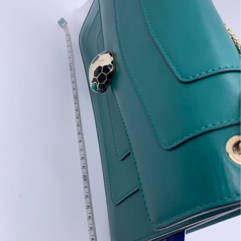 二手Bvlgari寶格麗 祖母綠全皮中號蛇頭鏈條包-21