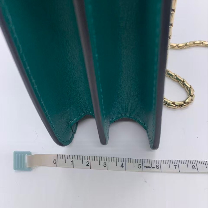 二手Bvlgari寶格麗 祖母綠全皮中號蛇頭鏈條包-22