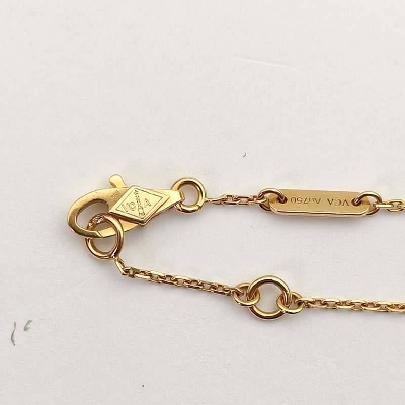 Van Cleef & Arpels SweetAlhambra小號單花手鏈新扣18K玫瑰金/紅玉髓S-M碼玫瑰金手鍊／手環-4