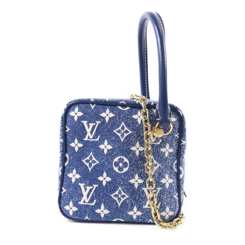 LOUIS VUITTON Monogram Denim Square Bag金扣手挽袋-0