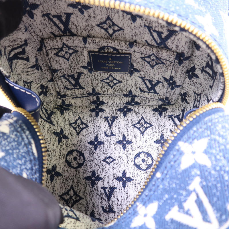 LOUIS VUITTON Monogram Denim Square Bag金扣手挽袋-5