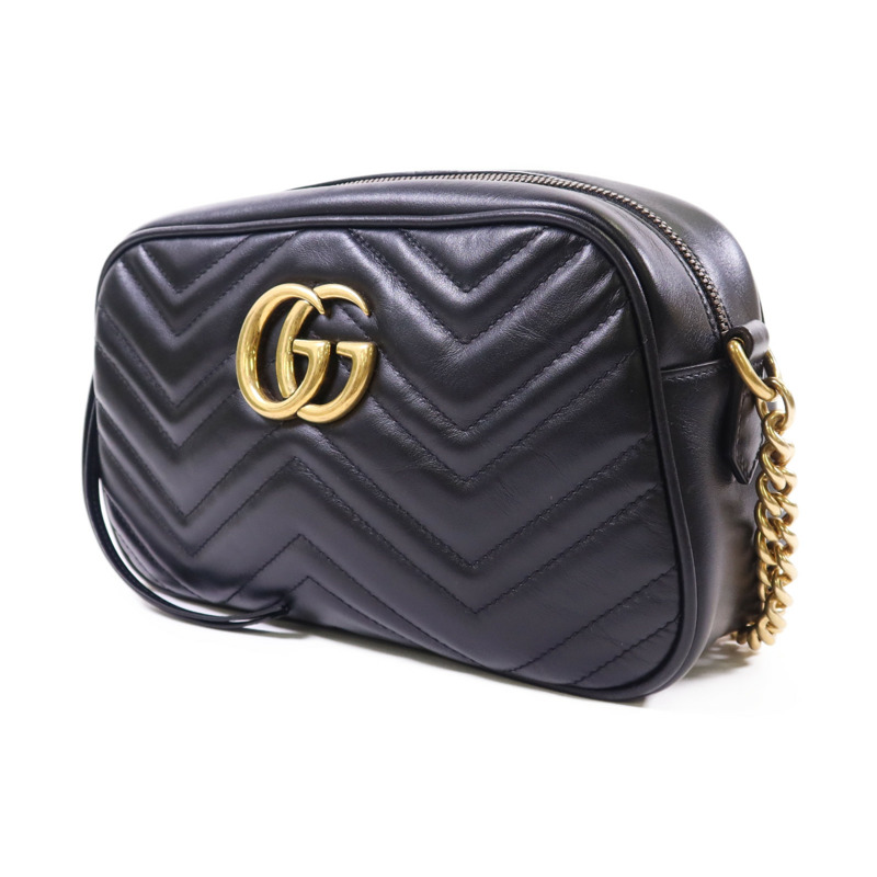 GUCCI 牛皮皮革GG Marmont Small金扣鏈帶肩背袋-2