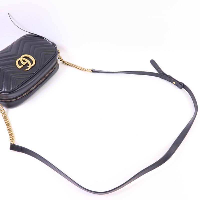GUCCI 牛皮皮革GG Marmont Small金扣鏈帶肩背袋-4