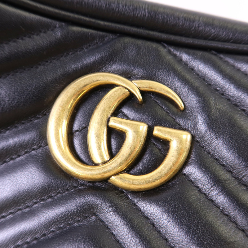 GUCCI 牛皮皮革GG Marmont Small金扣鏈帶肩背袋-9