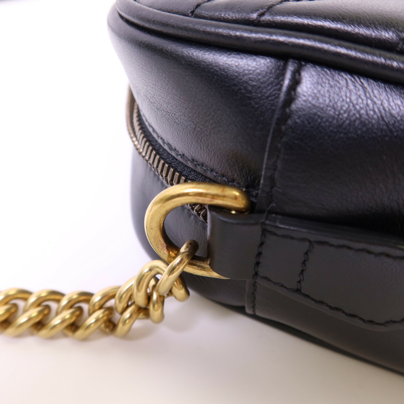 GUCCI 牛皮皮革GG Marmont Small金扣鏈帶肩背袋-11