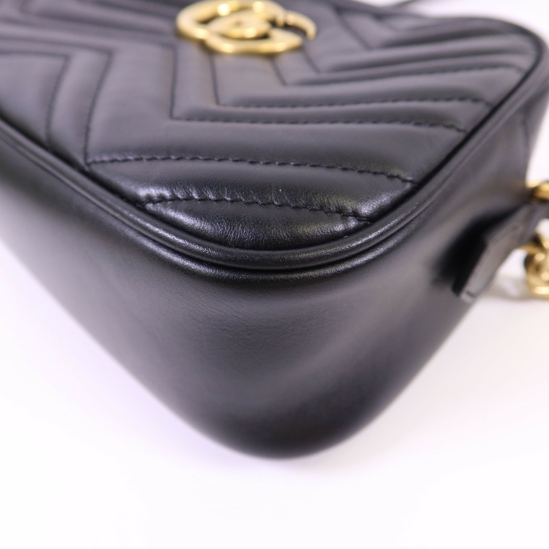 GUCCI 牛皮皮革GG Marmont Small金扣鏈帶肩背袋-12