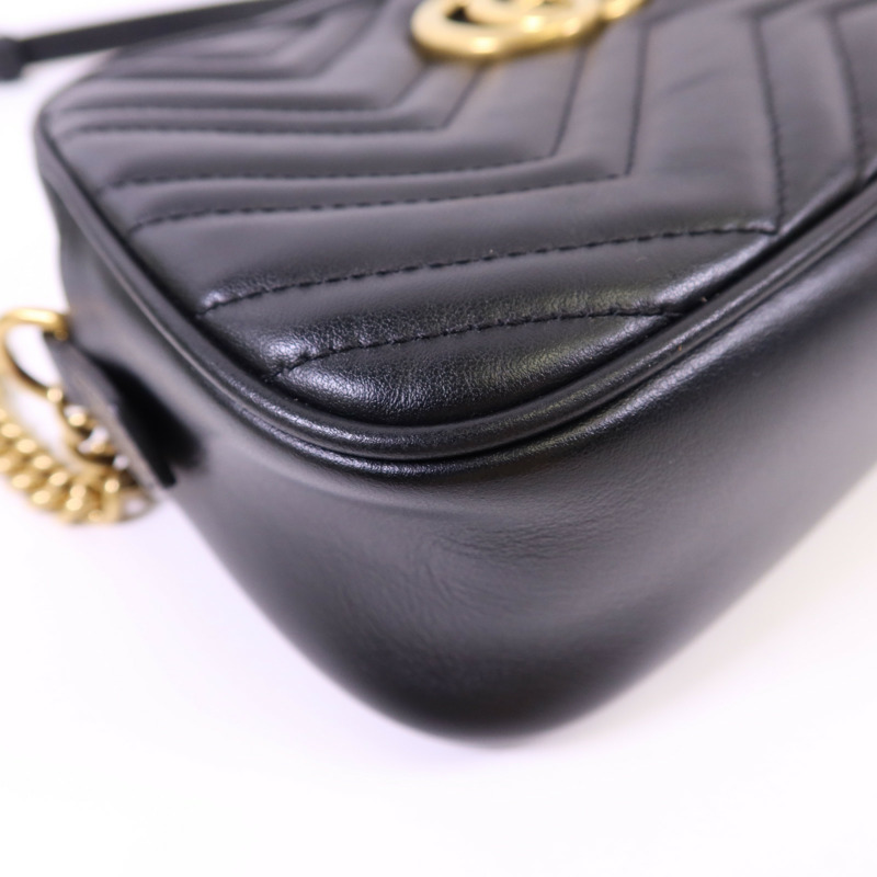 GUCCI 牛皮皮革GG Marmont Small金扣鏈帶肩背袋-13