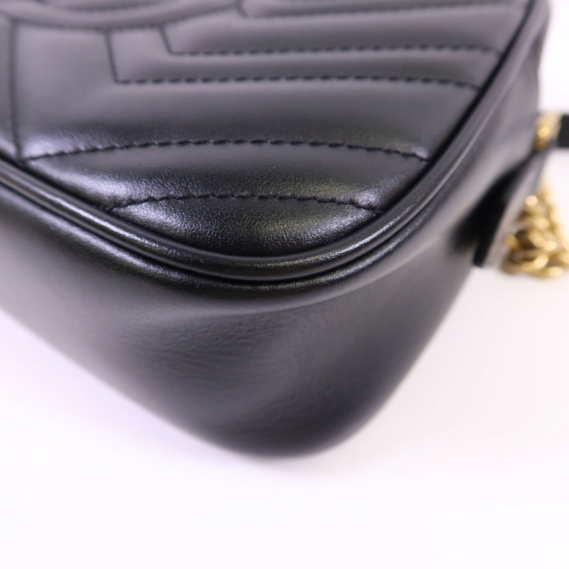 GUCCI 牛皮皮革GG Marmont Small金扣鏈帶肩背袋-14