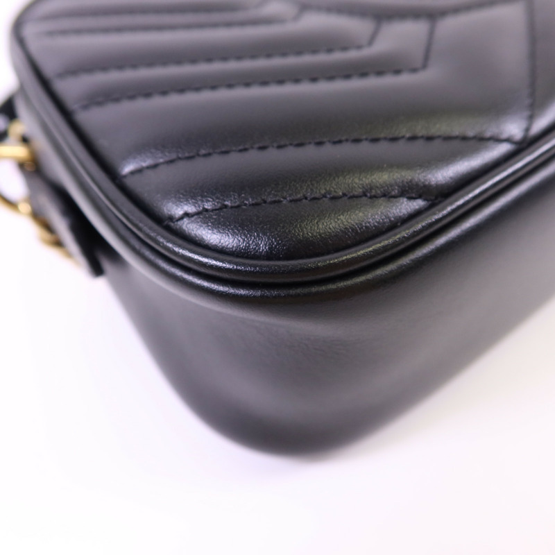 GUCCI 牛皮皮革GG Marmont Small金扣鏈帶肩背袋-15