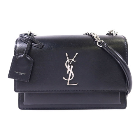 SAINT LAURENT 牛皮皮革Sunset Medium銀扣鏈帶肩背袋